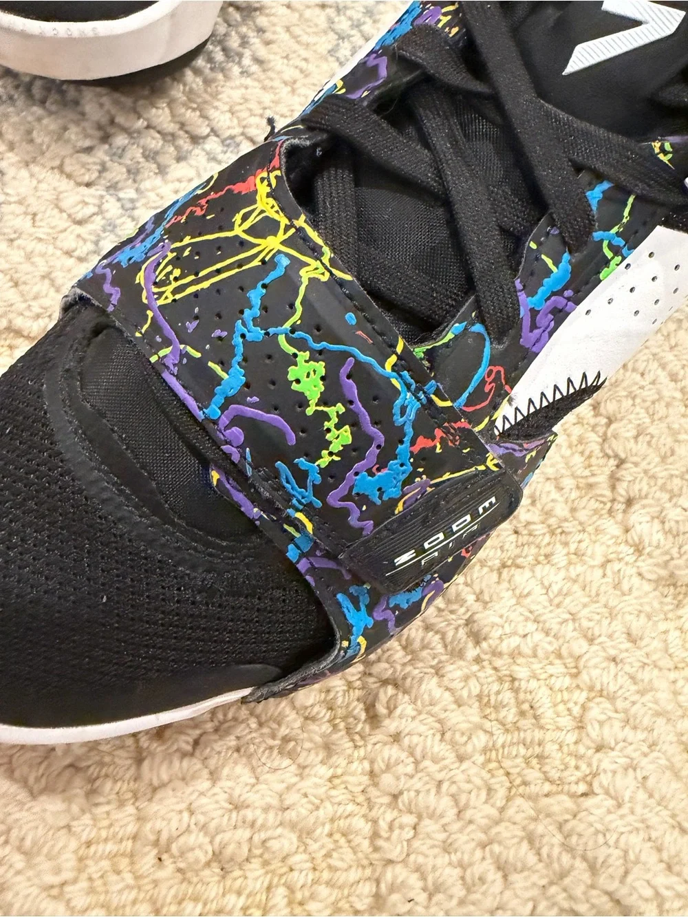 Jordan Basketball Shoes Black Multicolor Paint Splatter Sneakers Size 8.5